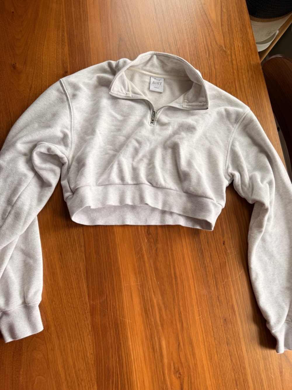 Aritzia TNA Cropped Quarter-Zip Pullover Hoodie - Heather Gray